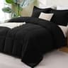 CozyLux Queen Comforter Set Black - 270GSM 3 Pieces Box Stitched Comforters Queen Size, Soft Bed Set for All Seasons,...