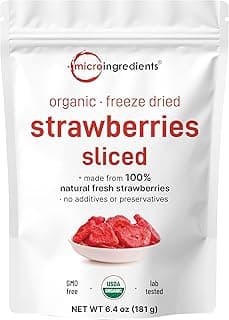 Micro Ingredients Organic Strawberries Sliced, 6.4oz | 100% Natural Fruit | Freeze Dried Strawberry Source | No Sugar...