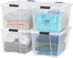 IRIS USA 4-Pack 72 Quart Storage Bins with Lids, Clear | Transparent design makes contents easy to find. Perfect for ...