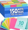150 Pads Sticky Notes 3x3, Self-Stick Pads Bulk Bright Colors, School Supplies, Office Products, 50 Sheet/Pad