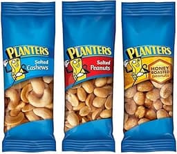 PLANTERS Variety Pack, Salted Cashews, Salted Peanuts & Honey Roasted Peanuts, On-the-Go Nut Snacks, Individually Pac...