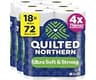 Quilted Northern Ultra Soft & Strong Toilet Paper, 18 Mega Rolls = 72 Regular Rolls, 4X Stronger*, Premium Soft Toile...