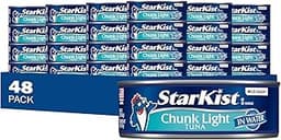 StarKist Chunk Light Tuna in Water, 5 oz (48 Pack) Canned Tuna Fish, Wild Caught, Gluten Free, Ready to Eat, Perfect ...