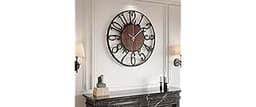 30" Extra Large Wall Clock, Modern Battery Operated Silent Non Ticking 30 inch Decorative Wood Metal Wall Clock, Blac...