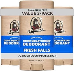 Dr. Squatch Natural Men’s Deodorant – Aluminum Free Natural Deodorant Men with Charcoal & Postbiotics for 72-Hour Odo...