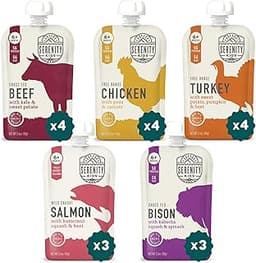 Serenity Kids 6+ Months Meat Baby Food Pouches - Nutrient-Packed & No Added Sugar Baby Essentials - 5g Protein Toddle...