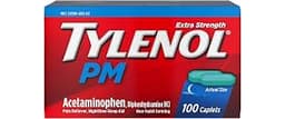 Tylenol PM Extra Strength Caplets, 500 mg Acetaminophen, 100 ct | 500 mg Acetaminophen, 25 mg Diphenhydramine HCl, Re...
