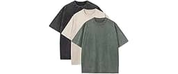 3 Pcs Men's Oversized Heavy Cotton Summer T-Shirts Vintage Tee Loose Fit Short Sleeve Casual Tshirts for Men Women