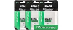 REACH Waxed Dental Floss, 2X More Value, Plaque Remover for Teeth, Shred Resistant, Floss Slides Smoothly, Easy to Us...