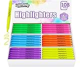 Duchong 108 Highlighters Bulk, Highlighters Assorted Colors for Adult Kids, Chisel Tip Dry-Quickly No Bleed Highlight...