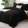 CozyLux Queen Comforter Set, 3-Piece Box-Stitched, Black
