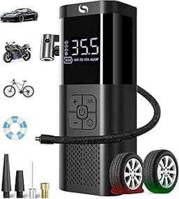 Portable Air Compressor, 150PSI Air Compressor Tire Inflator with Digital Pressure Gauge and LED Light, Portable Air ...