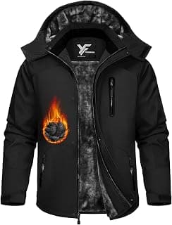 Yufawow Magnetic Placket No Fumbling Just Snap Men Winter Jacket Skiing Jacket Insulated Fleece Lined Waterproof Wind...