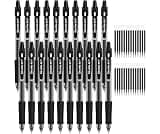 Shuttle Art Black Gel Pens, 48 Pack(20 Pens with 28 Refills) Retractable Medium Point Rollerball Gel Ink Pens Smooth ...
