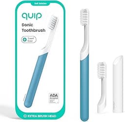Quip Sonic Electric Toothbrush for Adults with Timer - Includes Travel Case & Replacement Brush Head - 3 Month Batter...