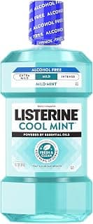 Listerine Cool Mint Alcohol-Free Mild Mouthwash, Oral Rinse Kills 99.9% of Germs that Cause Bad Breath, Less Intense ...