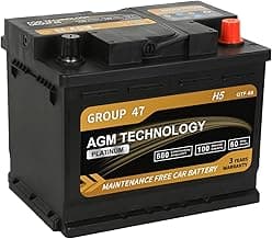 Platinum AGM Car Battery Group Size 47 H5, 12V 60Ah, 680 CCA, 100 RC, Rechargeable Start-Stop Automotive Battery with...