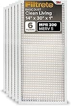 Filtrete 14x30x1 Air Filter MERV 5, 6-Pack AC Furnace HVAC Filters for Home, MPR 300 Basic Dust Defense, Pleated Elec...