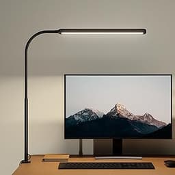 SUPERDANNY Eye-Caring LED Desk Lamp 360° Flexible Gooseneck Work Lamp with Desk Side Clamp Touch Control 3 Light Colo...