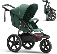 MAMAZING Jogging Stroller, All-Terrain Frame, 12"/16" Inflatable Tires with Angled Valve, Disc Hand Brake & Foot Brak...