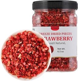 Premium Freeze Dried Strawberries Pieces 6.5 Oz/185g,Frozen Dried Strawberry,100% Natural & No Additives.