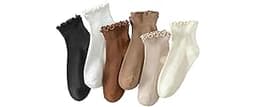 Hstyle 6 Pairs of Ruffle Socks Women, Cute Ruffle Ankle Socks