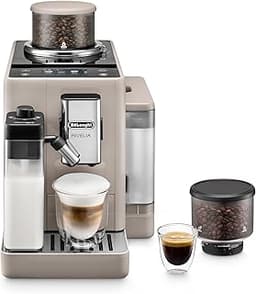 De'Longhi Rivelia Automatic Espresso Machine, Grinder & Frother, Easy Bean Switching, Beige