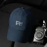 Embroidered Cotton Baseball Cap - Graphic Text Dad Hat, Navy