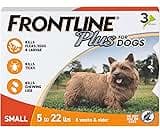 FRONTLINE Plus Flea and Tick Treatment for Small Dogs Upto 5 to 22 lbs. 3 Treatments
