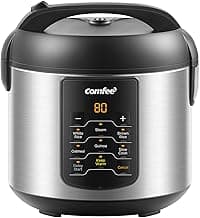 COMFEE' Compact Rice Cooker, 6-in-1 Stainless Steel Multi Cooker, Slow Cooker, Steamer, Saute, and Warmer, 2 QT, 8 Cu...
