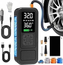 Y34 Tire Inflator Portable Air Compressor,4X Faster Inflation,6000mAh Cordless/12V DC 150PSI Air Pump with Digital Pr...