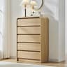 Aitjunz Modern 5 Drawers Dresser for Bedroom, 45" Tall Dressers & Chests of Drawers w/Curved Profile Design, Wood Mid...