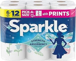 Sparkle Pick-A-Size Paper Towels, Spirited Print Design, 6 Double Rolls (660 Sheets Total) - Strong 2-Ply Towels for ...