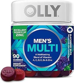 OLLY Men's Multivitamin Gummy, Vitamins A, C, D, E, B, Zinc, Blackberry Flavor, 45 Day Supply - 90 Count
