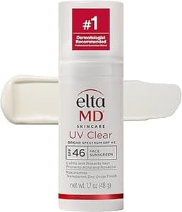 EltaMD UV Clear Face Sunscreen, Oil Free Sunscreen for Sensitive Skin with Zinc Oxide, Dermatologist Recommended