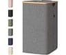 BALEINE Laundry Hamper with Lid, Tall Laundry Baskets with Bamboo Pull Handles, Large Laundry Bin with Internal Suppo...