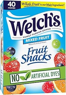 Welch's Fruit Snacks, Mixed Fruit, Bulk Pack, Individual Single Serve Bags, 0.8 oz (Pack of 40)