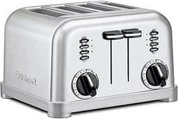 Cuisinart 4 Slice Compact Stainless Steel Toaster with Extra-Wide Slots for Bread, French Toast, Bagels & Pastries, D...