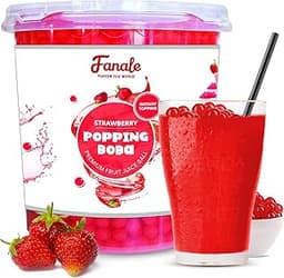Fanale Strawberry Popping Boba Pearls, Vegan, Non GMO, Gluten Free, Fat Free, Perfect for Bubble Tea, Smoothies, Ice ...