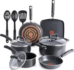 T-Fal Signature Nonstick Pots and Pans Set 12 Piece, Oven Broiler Safe 350F, Kitchen Cookware Set w/Fry Pans, Saucepa...