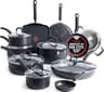 T-Fal Ultimate Hard Anodized Nonstick Pots and Pans Set 17 Piece, Nonstick Cookware Set with Fry Pan, Saucepans, Saut...