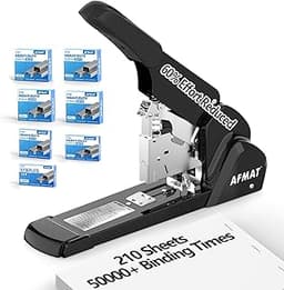 AFMAT Heavy Duty Stapler, 210 Sheet Staplers for Desk with 7000 Staples, Jam-Free, 50000+ Uses, 60% Reduced Effort, E...