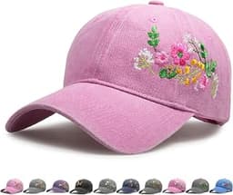 Glamorstar Floral Embroidered Baseball Cap for Women Trendy Flower Hats