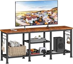Furologee TV Stand for TVs up to 55 Inch, Entertainment Center with Open Storage Shelves, Media Console Table with So...