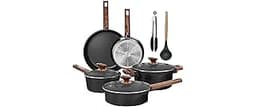 Kitchen Academy Ceramic Pots and Pans Set Non Stick - 10 Pcs Induction Cookware Set Non Toxic, Healthy Nonstick Black...