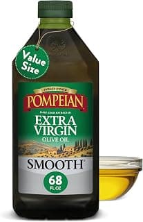 Pompeian Smooth Extra Virgin Olive Oil - 68 fl oz (2 L) First Cold Pressed Olive Oil for Cooking - Smooth Taste for S...