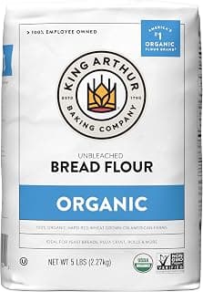 King Arthur 100% Organic Bread Flour, Unbleached, 5 lb (Pack of 1) - Non-GMO Project Verified, No Preservatives