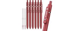 STAGEEK Red Gel Pens GX3, 6Pcs Quick Dry Red Ink Pens with 3 Extra Refills, Fine Point Retractable Smooth Writing Pen...