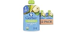 Gerber Stage 2 Baby Food, Organic Pear Spinach Puree Pouch, 2 Servings of Fruit and Veggie, No Added Sweetener, No Ar...