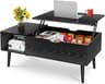 OLIXIS Wood Lift Top Coffee Table with Hidden Compartment and Large Storage Shelf, Lift Tabletop Dining Center Table ...